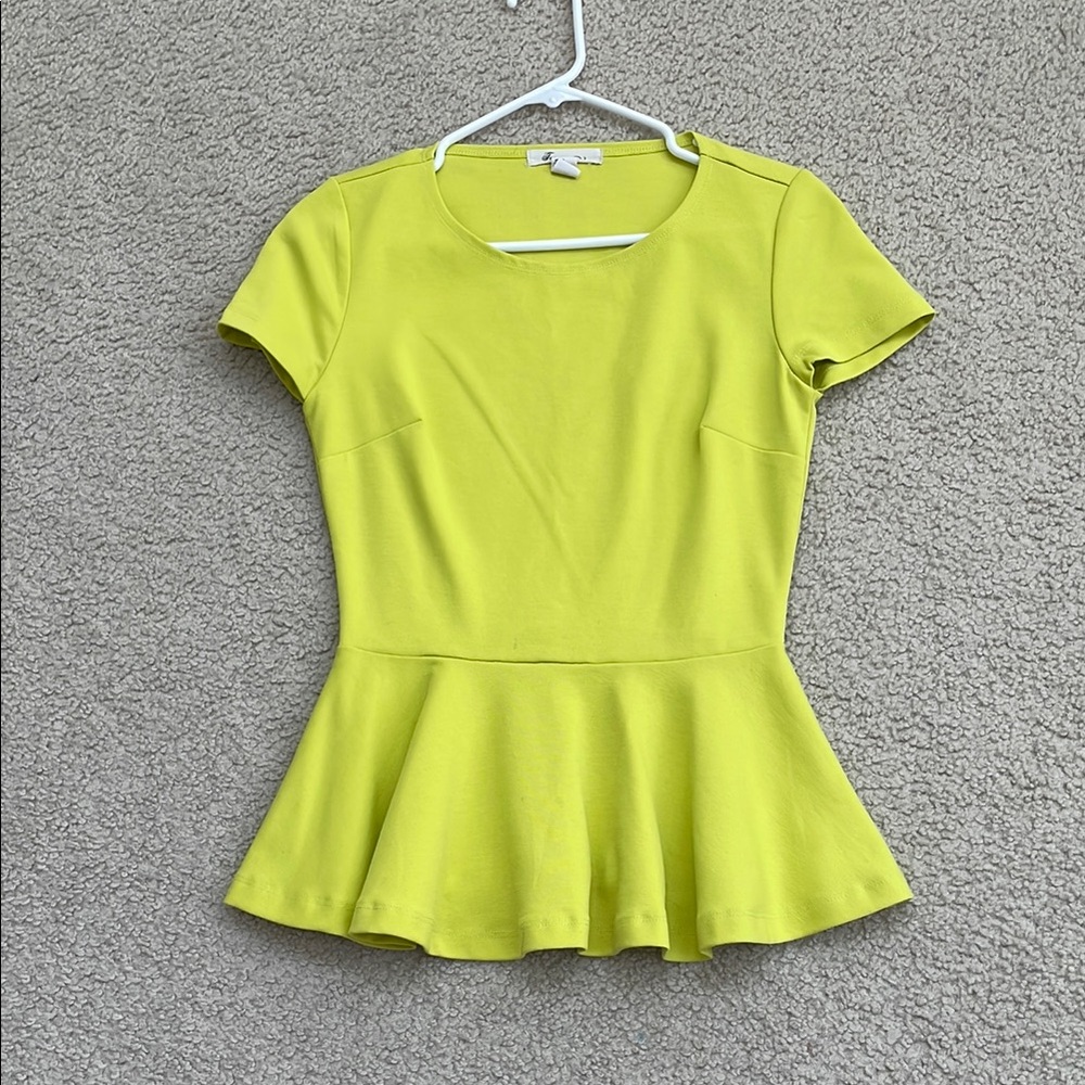 Forever 21 Women's Lime Peplum Top Blouse Shirt S